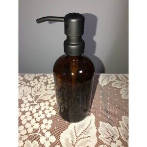 Amber Glass Jar Soap and Lotion Dispenser with Matte Black Pump - 16 oz